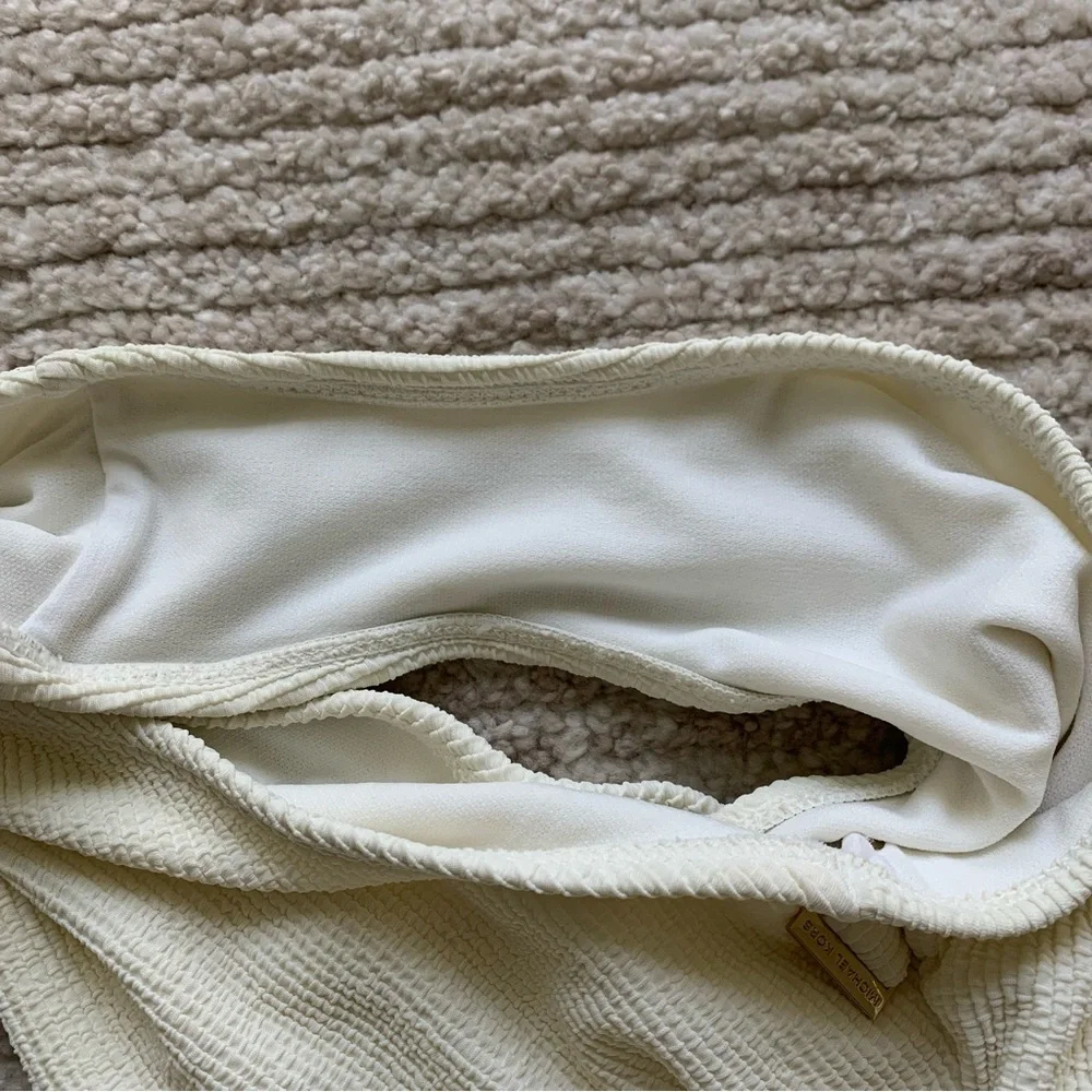 Michael Kors Textured One Shoulder Swimsuit Cream NWT Size 8